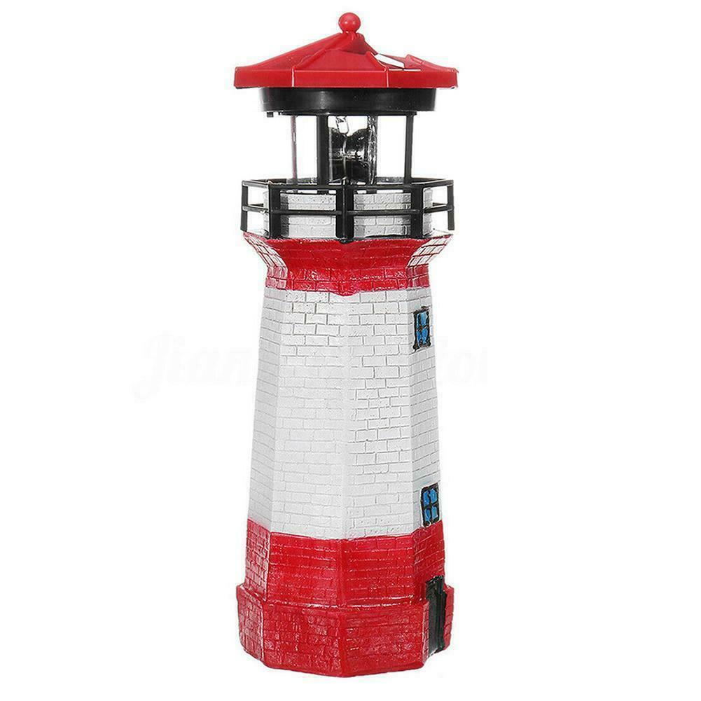 LED Solar Leuchtturm 30 cm Garten Leuchtfeuer Rot