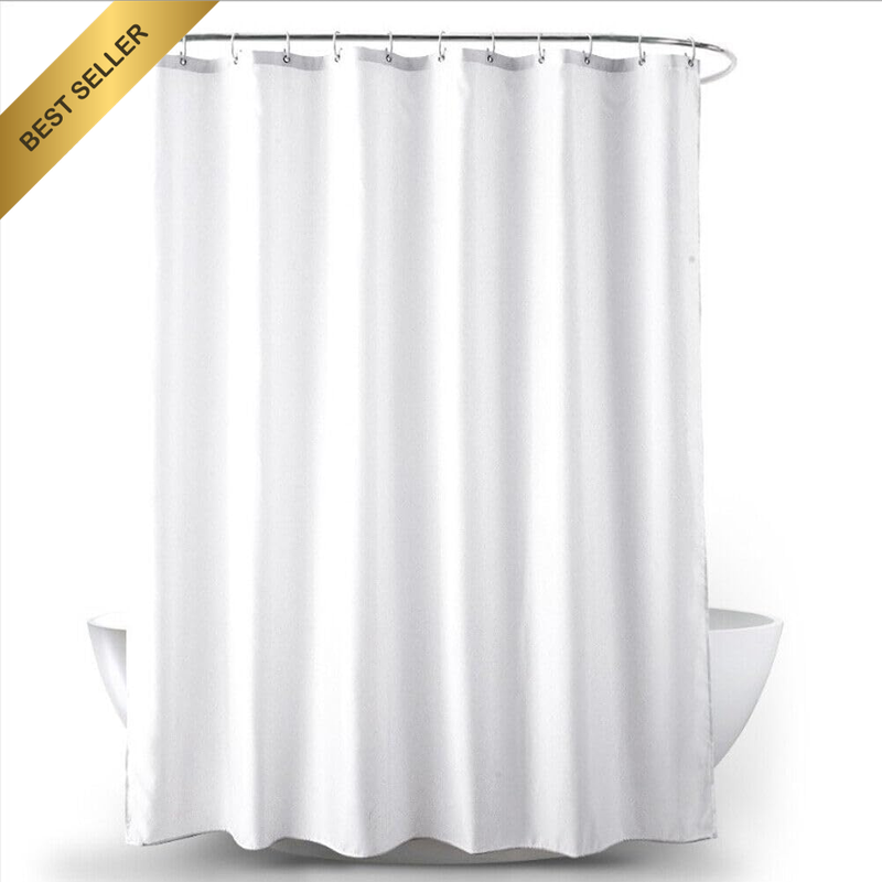 Extra Long White Polyester Shower Curtain, Waterproof, Minimalist Style, 200x200