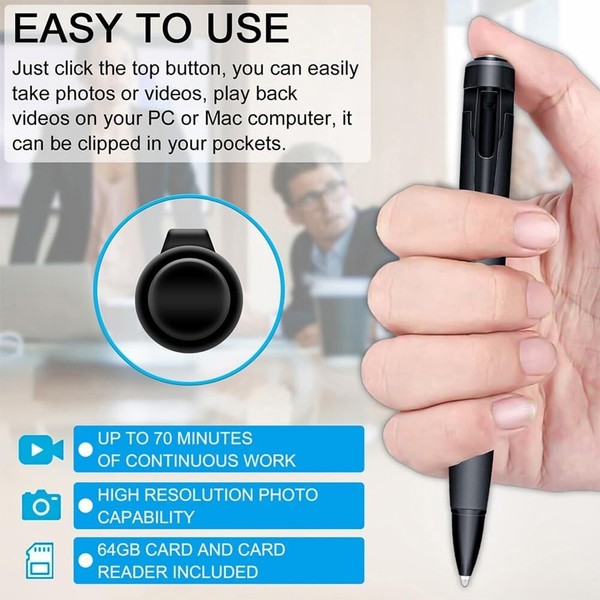 Hidden Cam Pocket Pen Camera 1080P HD Mini Body Video Recorder DVR Security USB - Image 95