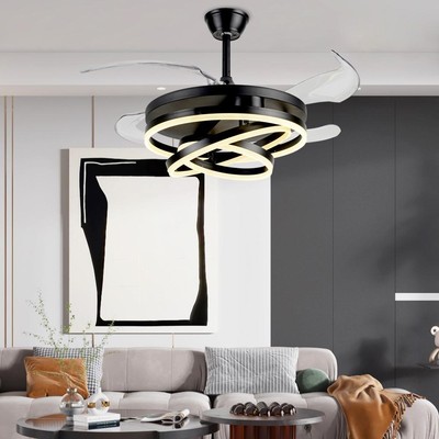 42'' Retractable Ceiling Fan Light Frequency Conversion 6-Speed Reversable