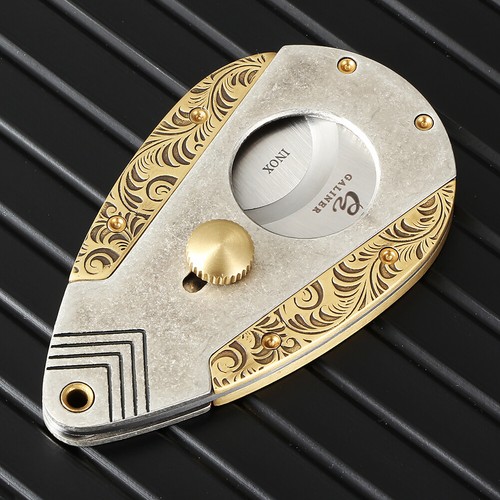 Galiner Portable Vintage Stainless Steel Cigar Cutter Punch Scissors Gold Gift