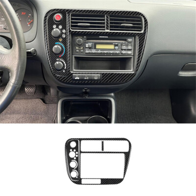 Carbon Fiber Interior Center Console Panel Cover Trim For Honda Civic 1999-2000