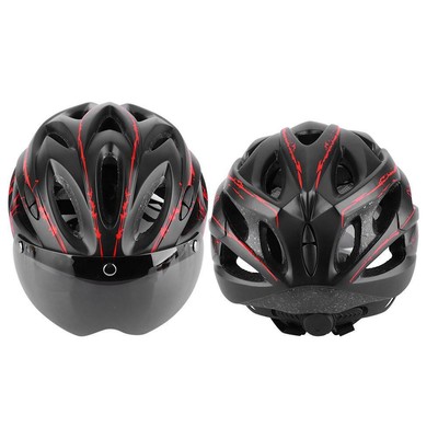 Mountainbike Fahrradhelm Schutzhelm Helm Rennrad MTB mit Schutzbrille 360 Rot
