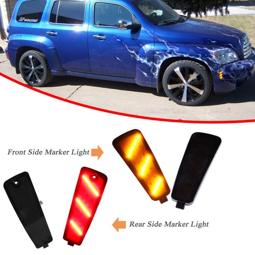 4PCS Smoked LED Front & Rear Bumper Side Marker Lights For 2006-11 Chevrolet HHR