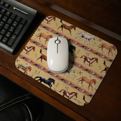 Horses Southwestern Border Pattern Low Profile Thin Mouse Pad Mousepad