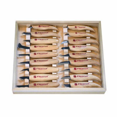 FLEXCUT KN250 High-Quality 18-Piece Wood Carving Deluxe Fixed-Blade Knife Set