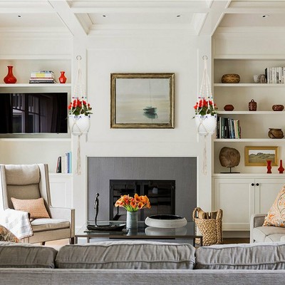 Plant Hanger Set Of 2 43Inch Handmade Cotton Rope Hanging Planters Macrame By