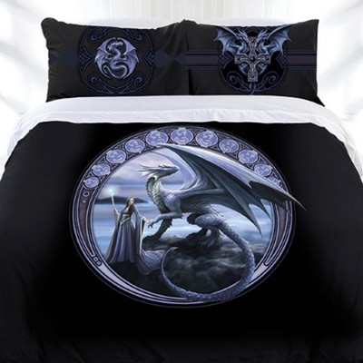 3D Special Printed Fantasy Dragon Owl Moonstone Quilt Duvet Cover Set Bedclothes