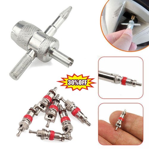 7Pcs Tyre Valve Core With Remover Tool Schrader Valves For Car or Bike Repair