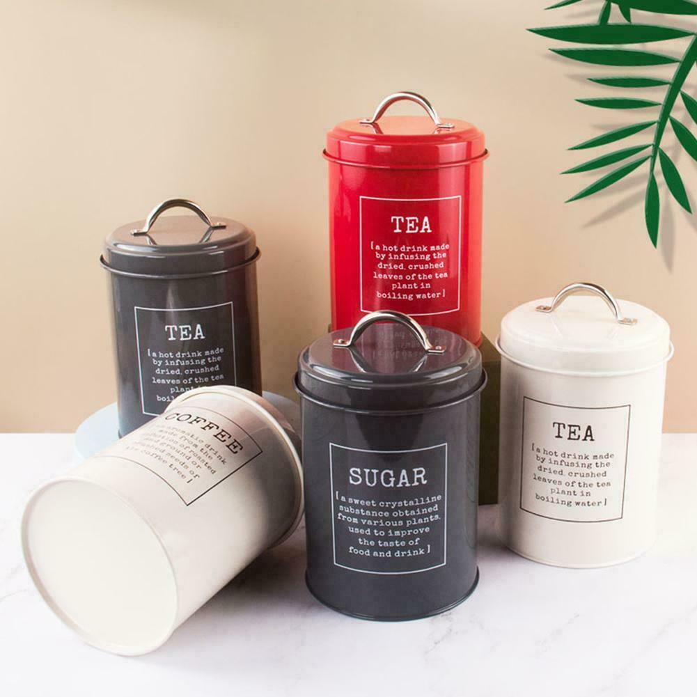 Set von 3 Tee Kaffee Zucker Küche Lagerung Kanister Behälter Töpfe Gläser M3F9