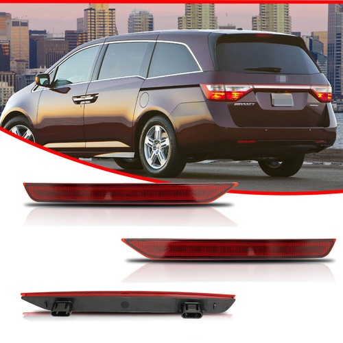 Red Lens Rear Bumper Reflector Marker Left & Right Pair For 11-17 Honda Odyssey