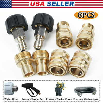 8PCS Quick Release Coupler Connector Fitting For High Pressure Washer Gun & Hose