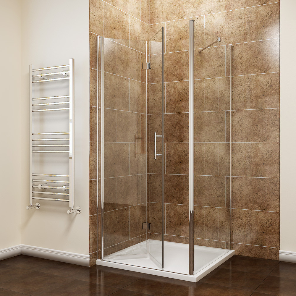 Frameless Bi fold Shower Door Enclosure and Tray Glass Screen Panel 700