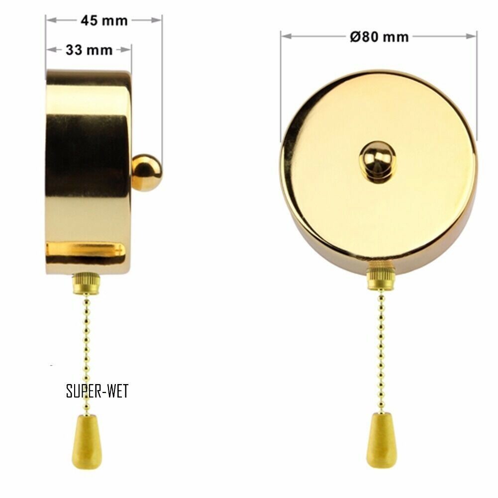 1 X 10am P Muro Tirare Corda Catena Metallo Interruttore Luce 240V 1 1 Lato Oro