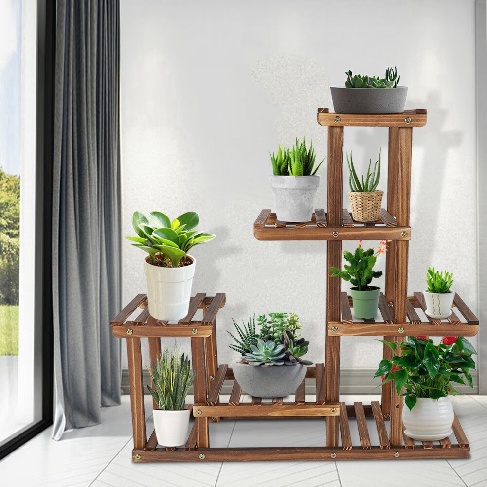 Blumentreppe Holz Pflanzentreppe Garten Balkon