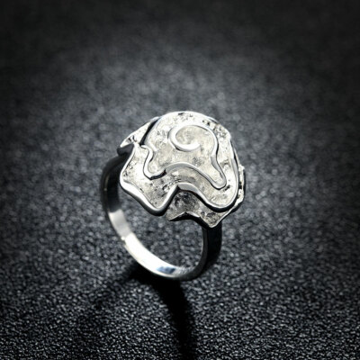 925 sterling Silver for women flower charm Rings rose wedding cute free shipping
