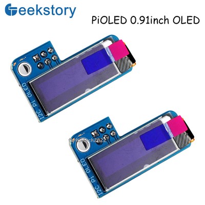 2 PCS PiOLED 0.91inch OLED Display 128x32 I2C Pin for Raspberry Pi SSD1306 White