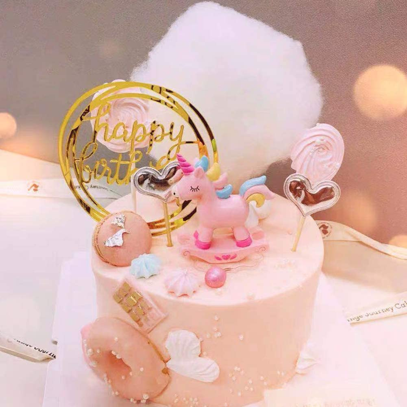 8 Pcs Acrylic Glitter Gold Cake Topper Acrylic Cake Toppers Happy Birthday Cake