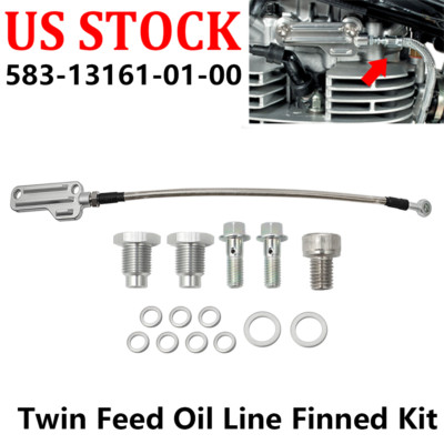 US For Yamaha SR500 SR400 TT500 XT500 HL500 Twin Feed Oil Line Finned Kit Billet