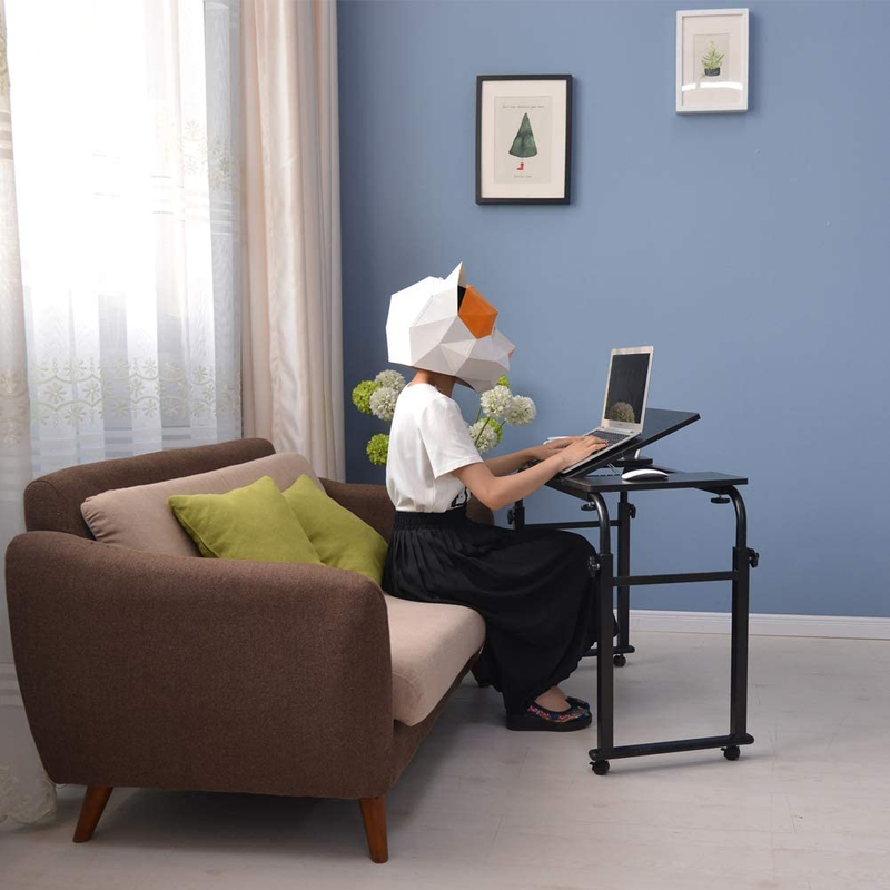 Overbed Table with Wheels Laptop Desk Cart Table over the Bed Table Adjustable H