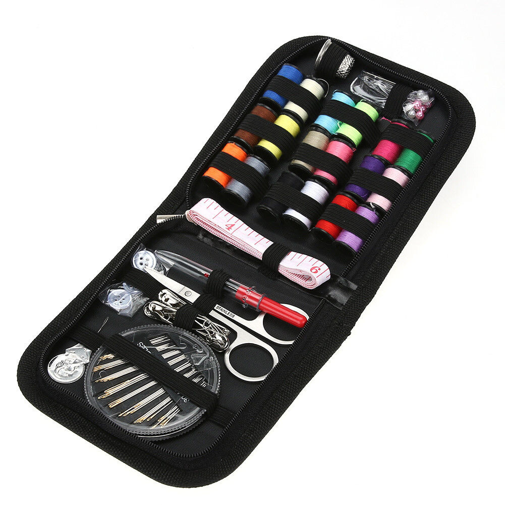 Sewing Kit Measure Scissor Thimble Thread Needle Storage Box Travel 70 Pcs Set