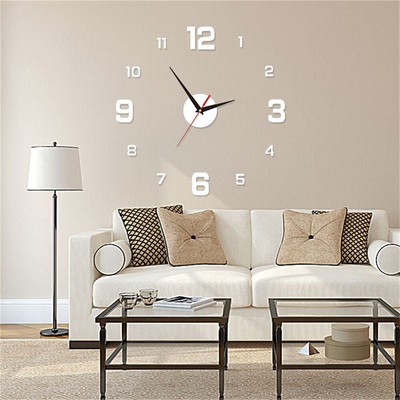 DIY Sticker Wall Clock Luminous Silent Frameless Digital Office Home Room Decor 