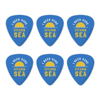 I Need Some Vitamin Sea Beach Funny Novelty Guitar Picks Medium - Set of 6