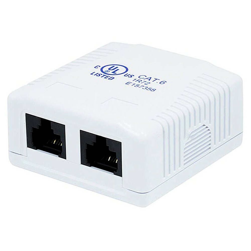 3 Pcs 2 Port CAT6 RJ45 Network LAN Cable Wall Surface Mount