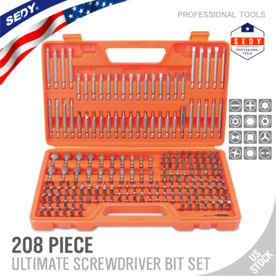 208-Piece Screwdriver Bit Set Security Bit Made Chrome Vanadium Steel Full Size