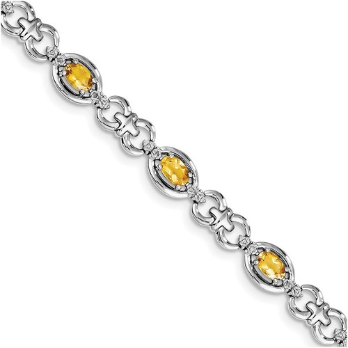 Sterling Silver Diamond & Citrine Bracelet QX823CI | eBay Sterling Silver Diamond & Citrine Bracelet QX823CI | eBay