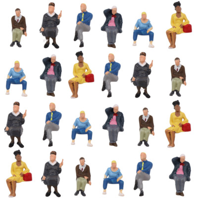 P4803 24pcs Model Trains O Scale 1:50 Seated Figure People 6 Different Poses