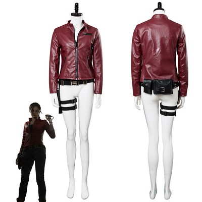 Evil 2 Remake Claire Redfield Cosplay Claire Redfield WOMEN Red Leather Jacket 