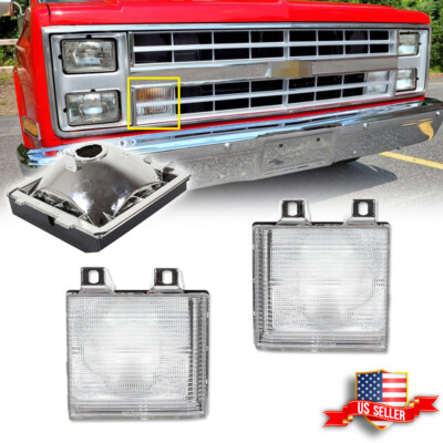 2X Chrome Front Turn Signal Side Corner Marker Lights For Chevy GMC Pickup Truck