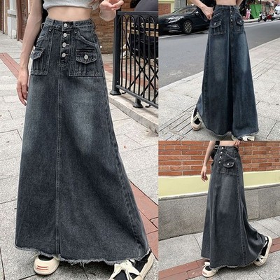 Raffinierter locker sitzender langer Rock mit unversäuberten Kantendetails perf