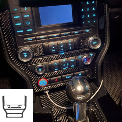 Real Carbon Fiber Center Dashboard Console Panel Cover Trim For Mustang 2015-20