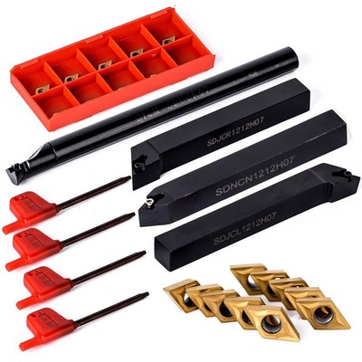 Cutting Edge Technology 4x 12mm Lathe Boring Bar Holder + 10pcs Carbide Inserts