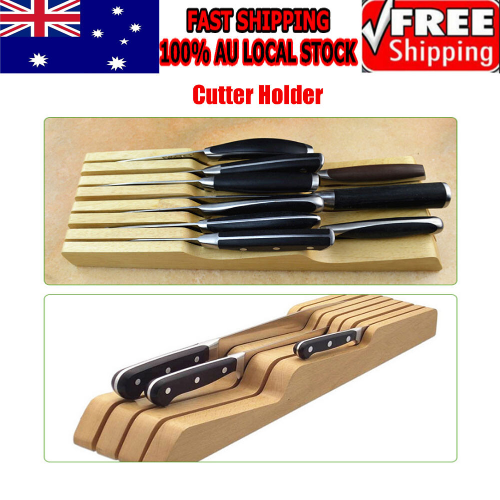 In Drawer Knife Storage Block Rest Bamboo Kitchen Cutter Stand