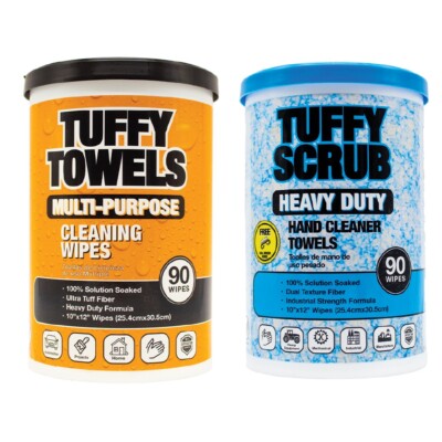 Tuffy Towels 2 Combo Pack - Heavy-Duty Scrub and Multi-Purpose Citrus Cleaning
