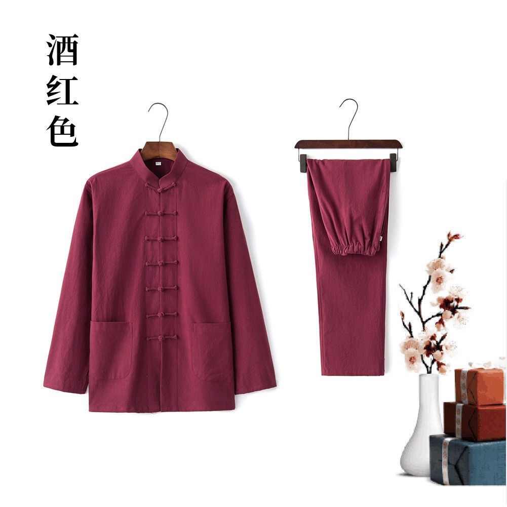 Hommes Chemise en lin + pantalon ensemble Tang SUIT chinois traditionnel Kung Fu