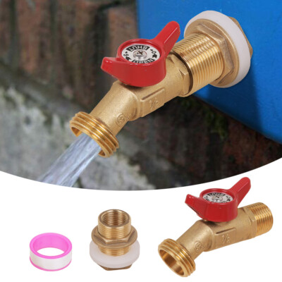 Brass Rain Barrel Spigot Quarter Turn Ball Valve Spigot w/ Bulkhead Fitting Tape