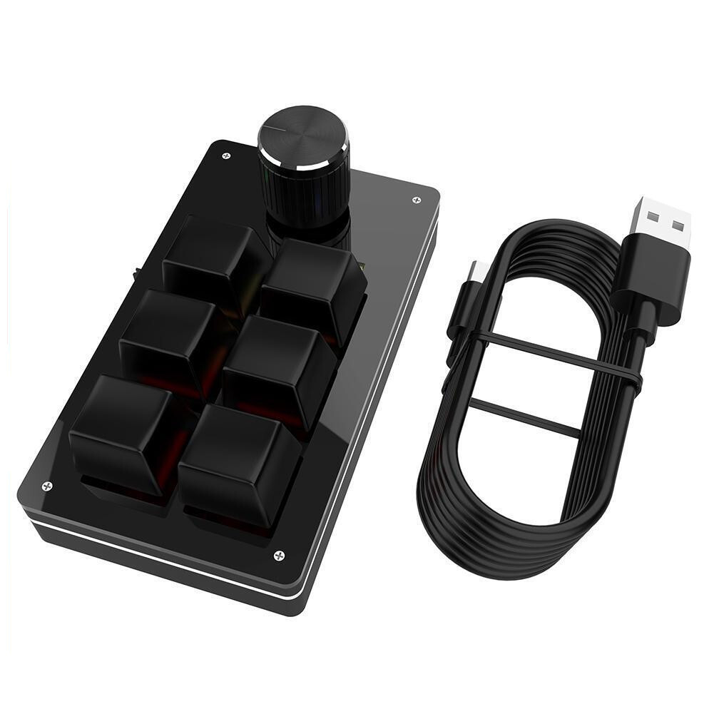 Macro   Keyboard Knob 6 Key + 1 Knob Programmable Mechanical Keypad