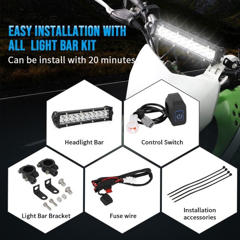 LED Headlight Bar Kit Upgraded Dirt Bike Off Road For Kawasaki Honda Yamaha 60W