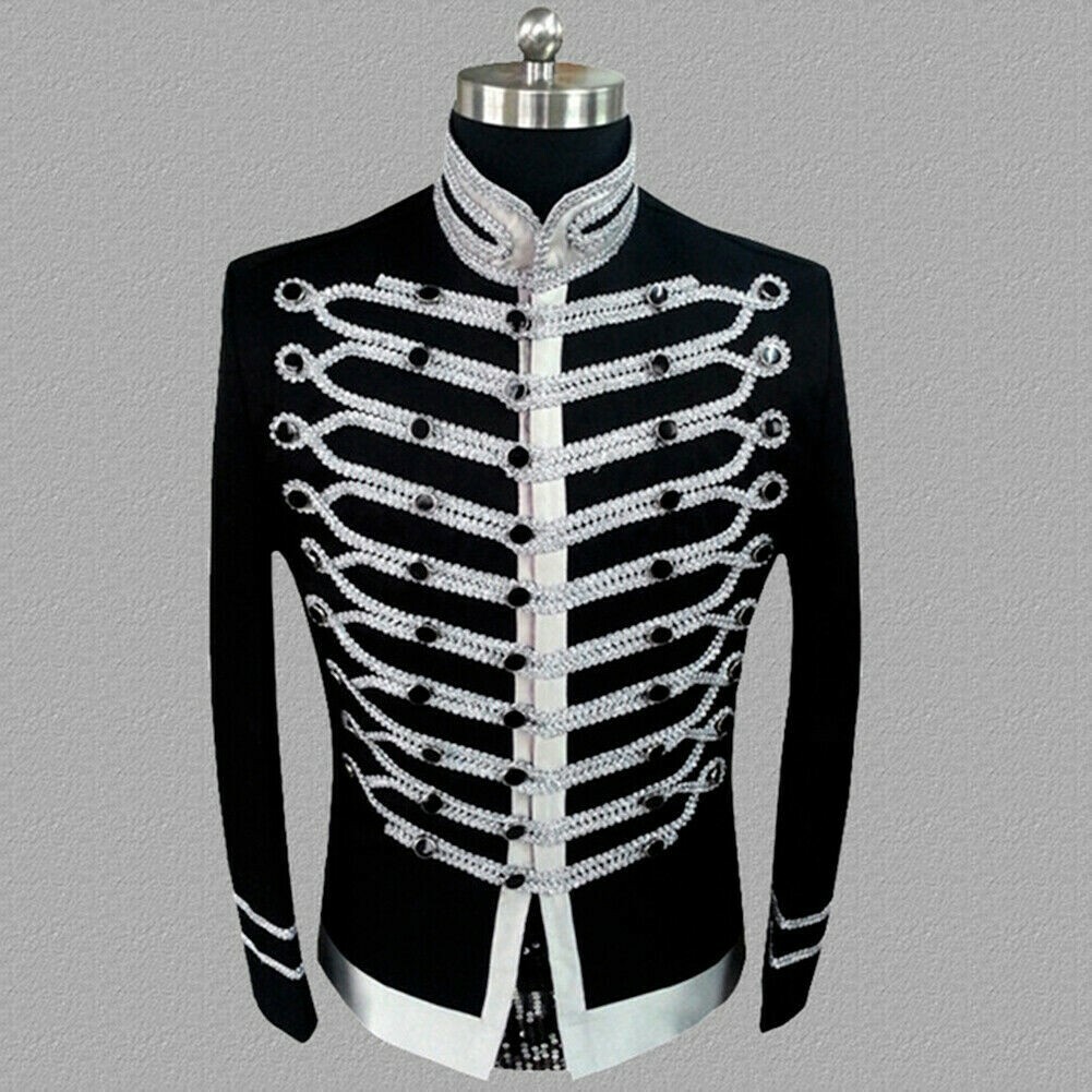 Mens Hussar Jacket Artillery Tunic Uniform Drummer Blazer Coat Gothic Retro