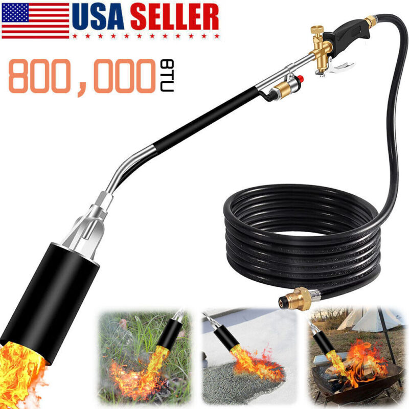 Portable Propane Torch Snow Melter Weed Burner Flame Wand Igniter Roofing Black 