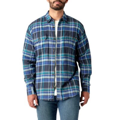 Dickies Men's Long Sleeve Shirt Relaxed Fit Flex Plaid Button Up Flannel Shirt