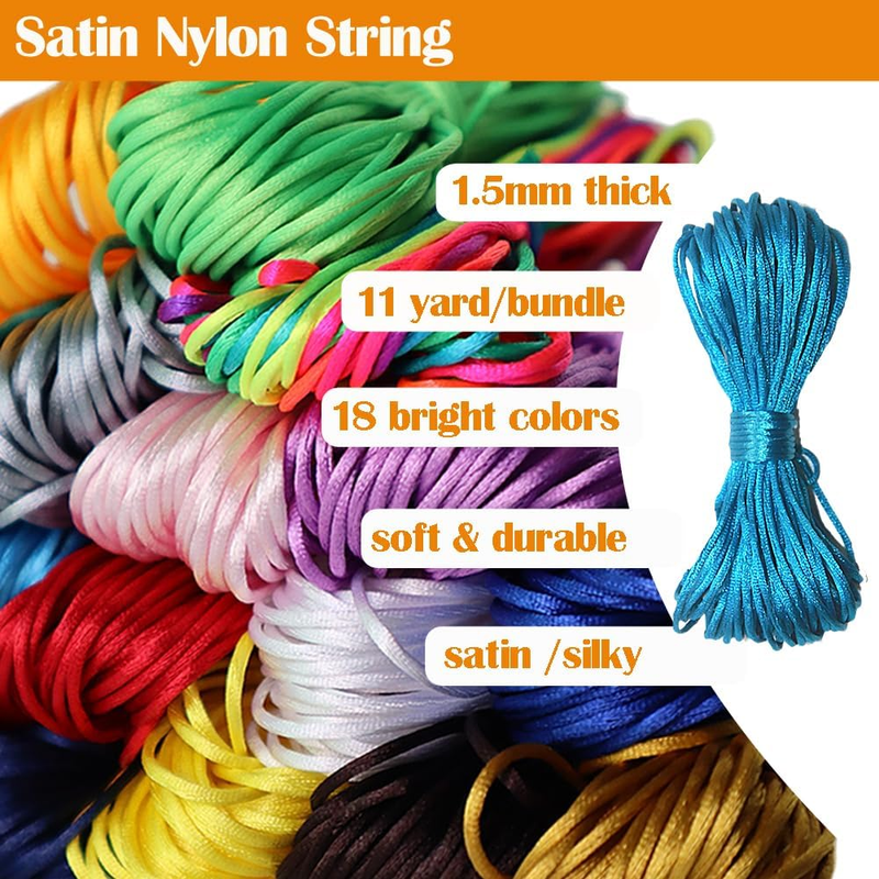 200 Yards Nylon Cord 1.5mm Silk Cord Rattail Bracelet String Nylon String for Be