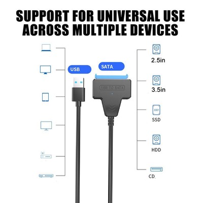 USB 3.0 to SATA 2.5'' 22Pin Hard Drive HDD SSD Adapter Converter-Cable