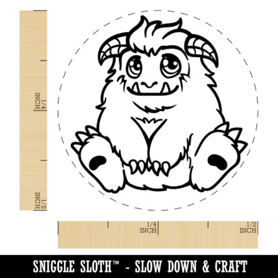 Chibi Sitting Yeti Abominable Snowman Self-Inking Rubber Stamp Ink Stamper