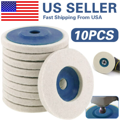 10Pcs 4'' Wool Polishing Discs Finishing Wheel Buffing Pads for 100 Angle Grinder
