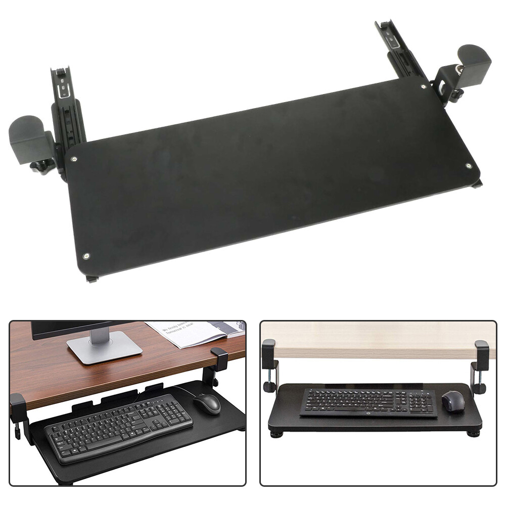 Keyboard Tray Under Desk with Sturdy Clamp for Office Home Sliding Platform US